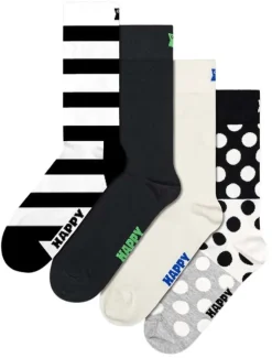 Happy Socks Farbüberladung|Erwachsene^4-Pack Black and White Mix Socks