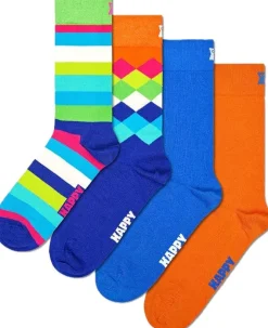 Happy Socks Farbüberladung|Erwachsene^4-Pack Blue and Orange Mix Socks